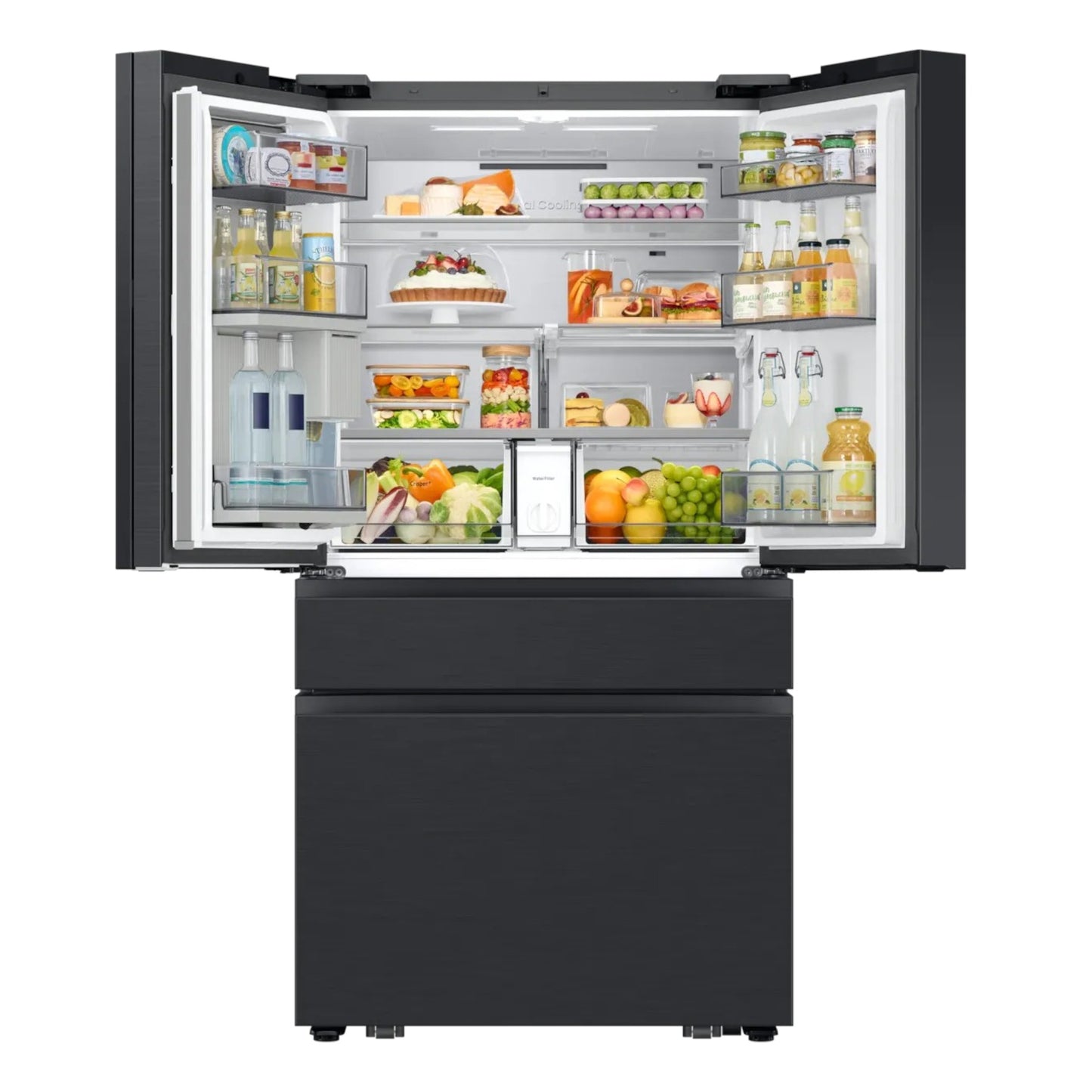 Samsung Bespoke 23 cu. ft. Counter-Depth 4-Door French Door Refrigerator with AI Family Hub™+ and AI Vision Inside – Charcoal Glass