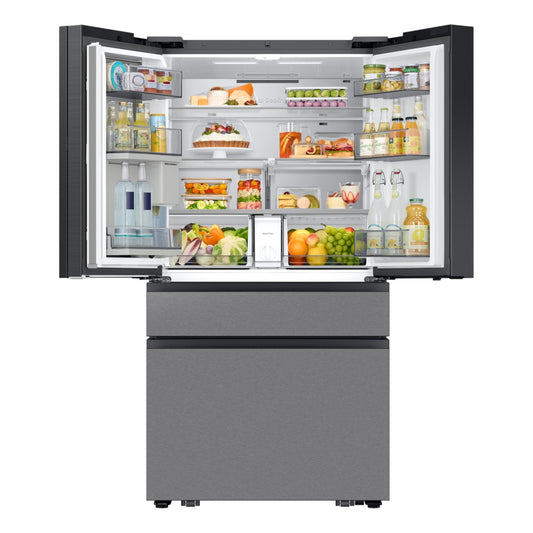 Samsung Bespoke 23 cu. ft. Counter Depth 4-Door French Door Refrigerator with AI Family Hub™ and AI Vision Inside – Charcoal Glass and Stainless Steel