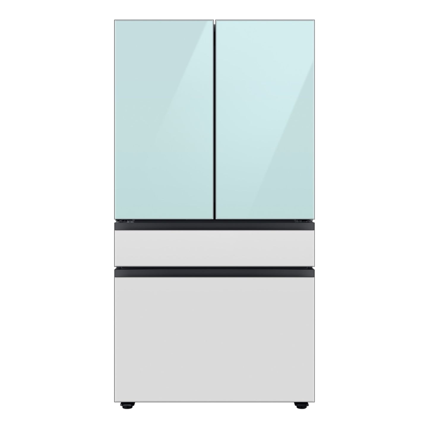 Samsung Bespoke 29 cu. ft. 4-Door French Door Refrigerator with Internal Beverage Center™ – Morning Blue Glass and White Glass