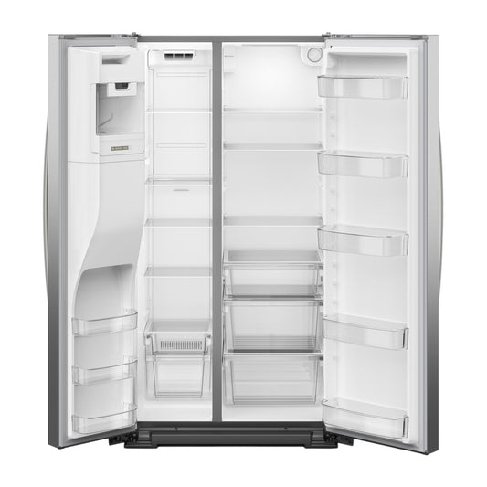 Whirlpool 21 cu ft Counter-Depth Side-by-Side Refrigerator with In-Door Ice & Water Dispenser and TruCool™ Temperature Management – Stainless Steel