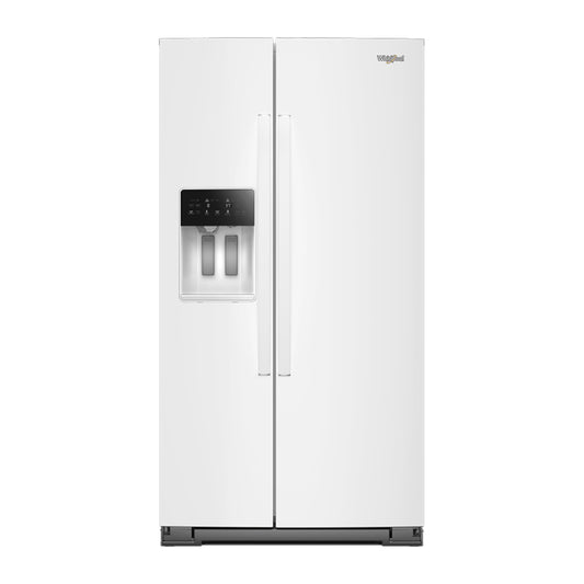 Whirlpool 21 cu ft Counter-Depth Side-by-Side Refrigerator with In-Door Ice & Water Dispenser and TruCool™ Temperature Management – White