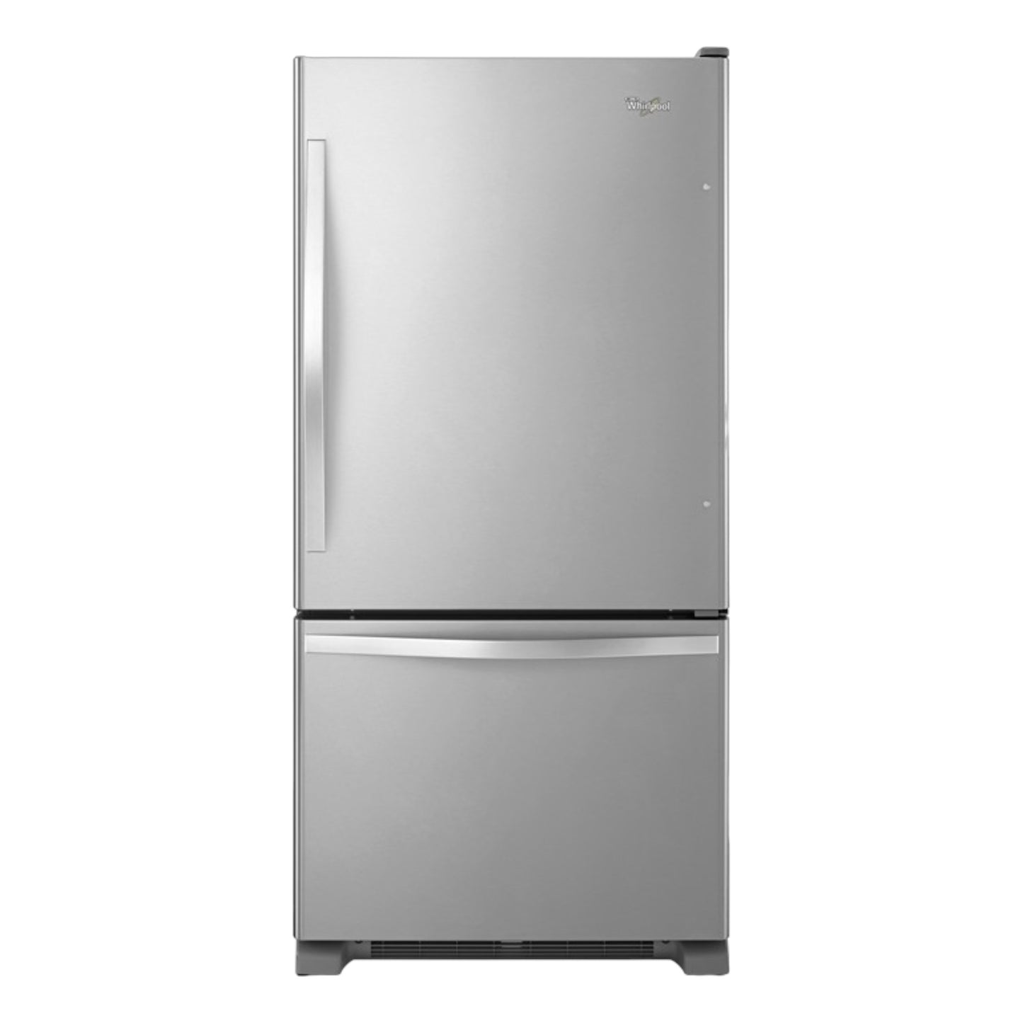 Whirlpool 22 cu. ft. Bottom Freezer Refrigerator with SpillGuard™ Glass Shelves – Monochromatic Stainless Steel