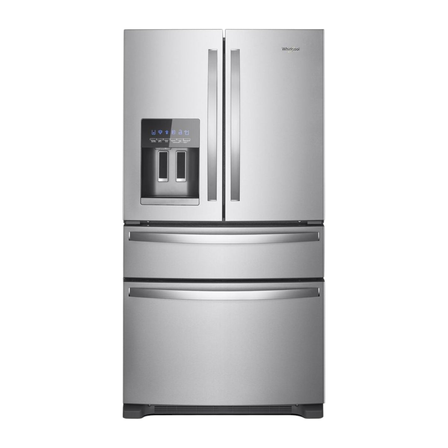 Whirlpool 24.5 cu ft 4-Door French Door Refrigerator with Exterior Water Dispenser & Refrigerated Drawer – Stainless Steel