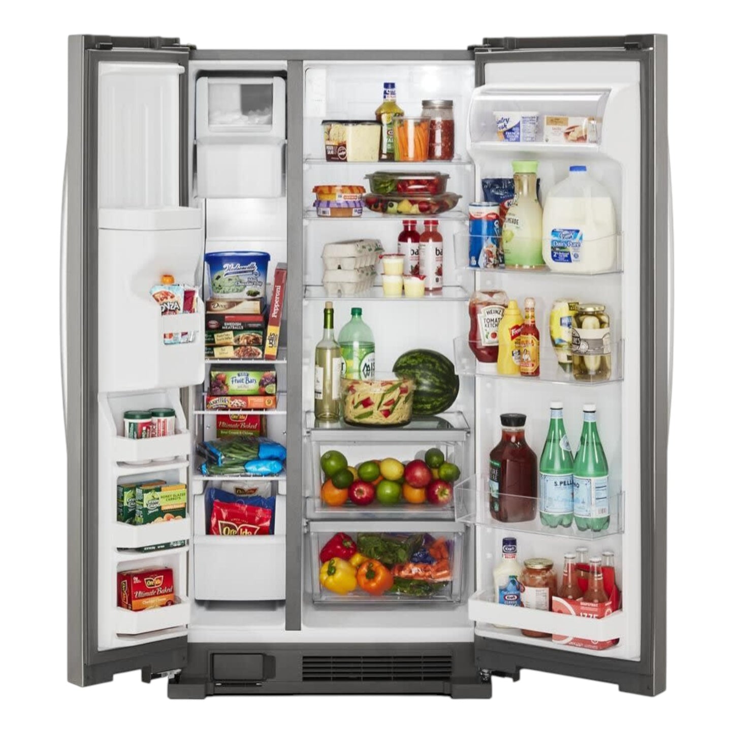 Whirlpool 24.6 cu. ft. 36-in Side-by-Side Refrigerator with Exterior Ice & Water Dispenser – Stainless Steel