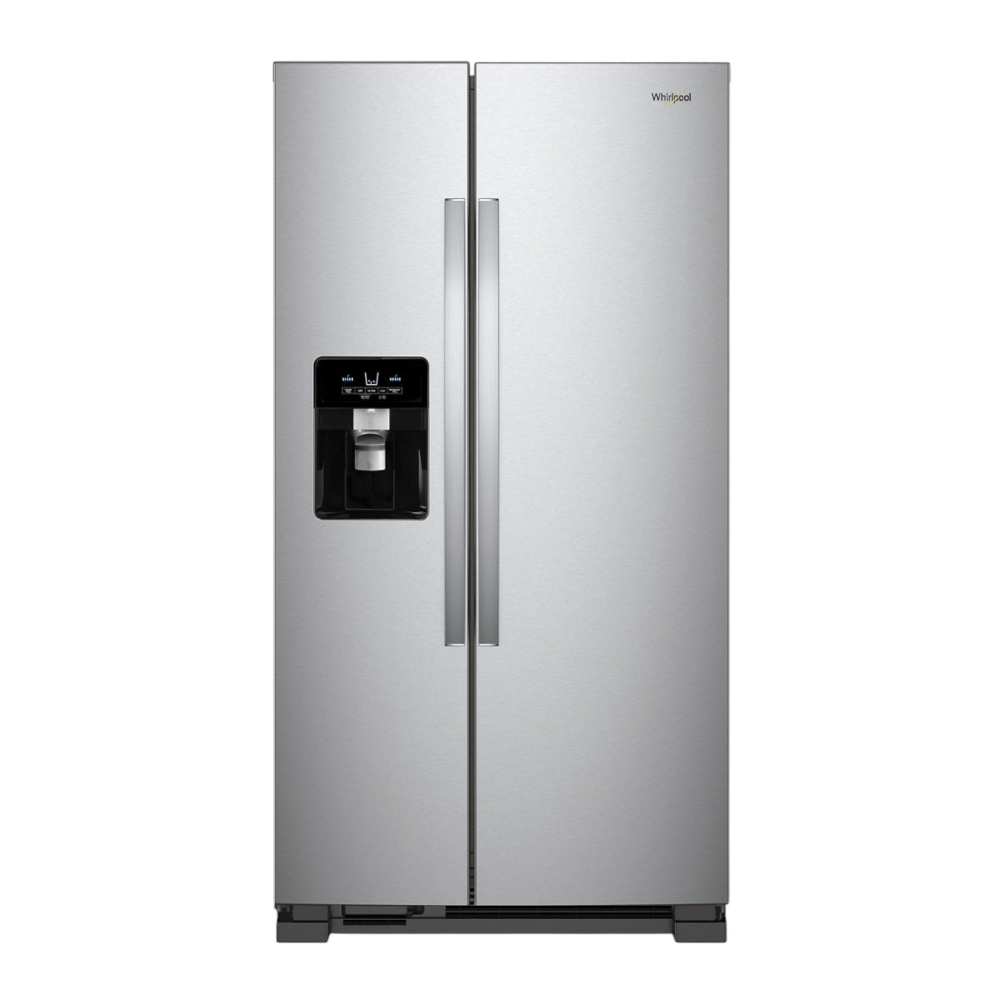 Whirlpool 25 cu ft Side-by-Side Refrigerator with Exterior Ice & Water Dispenser and LED Lighting – Stainless Steel