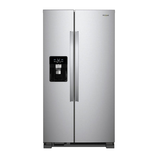 Whirlpool 25 cu ft Side-by-Side Refrigerator with Exterior Ice & Water Dispenser and LED Lighting – Stainless Steel