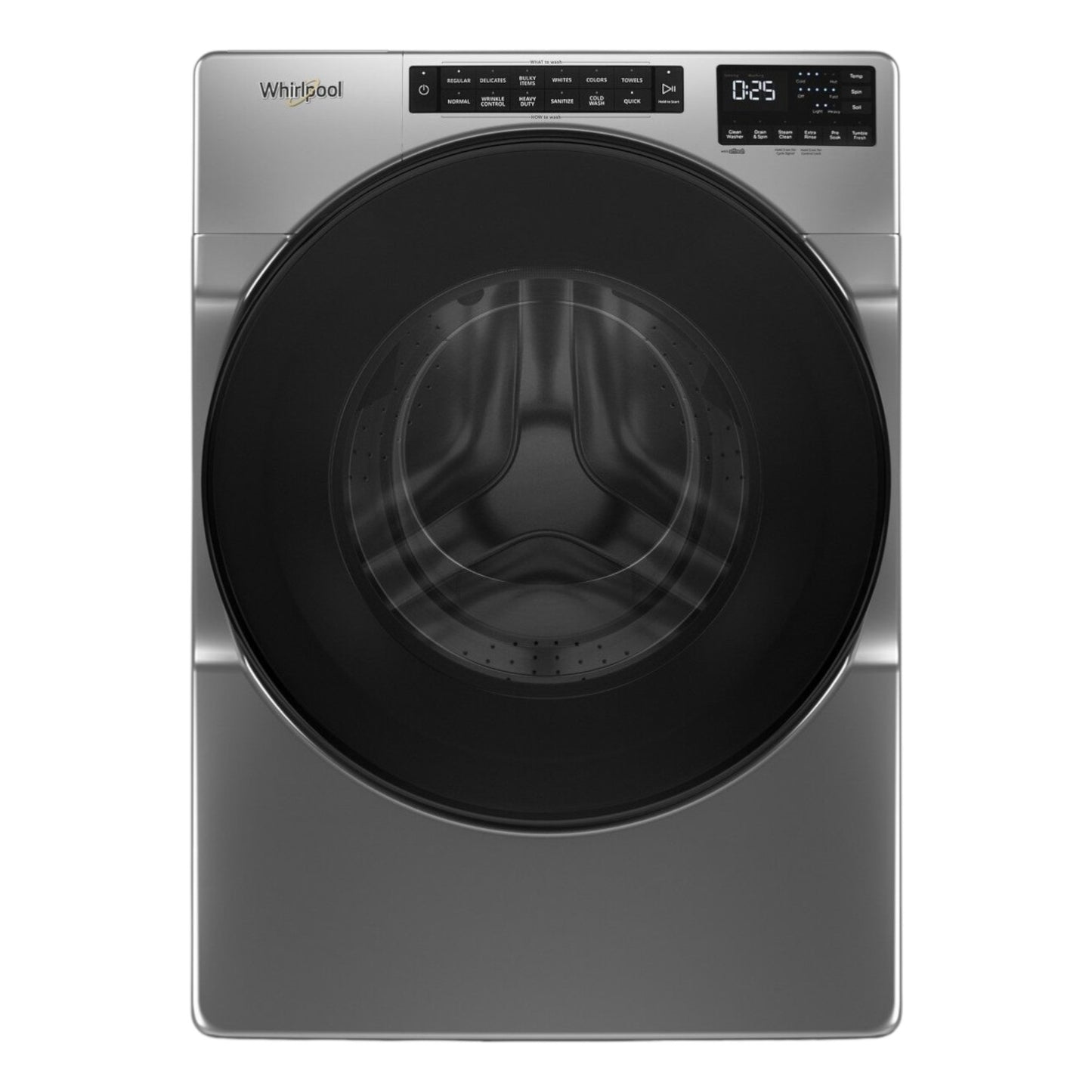 Whirlpool 5.0 cu. ft. Front Load Washer with Quick Wash Cycle & Steam – Chrome Shadow