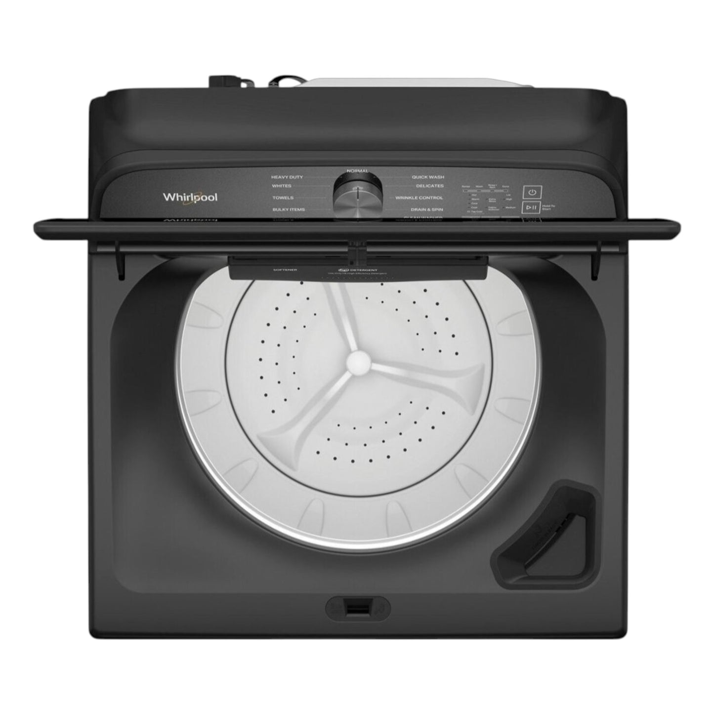Whirlpool 5.2–5.3 cu. ft. Top Load Washer with 2-in-1 Removable Agitator & Built-In Faucet – Volcano Black