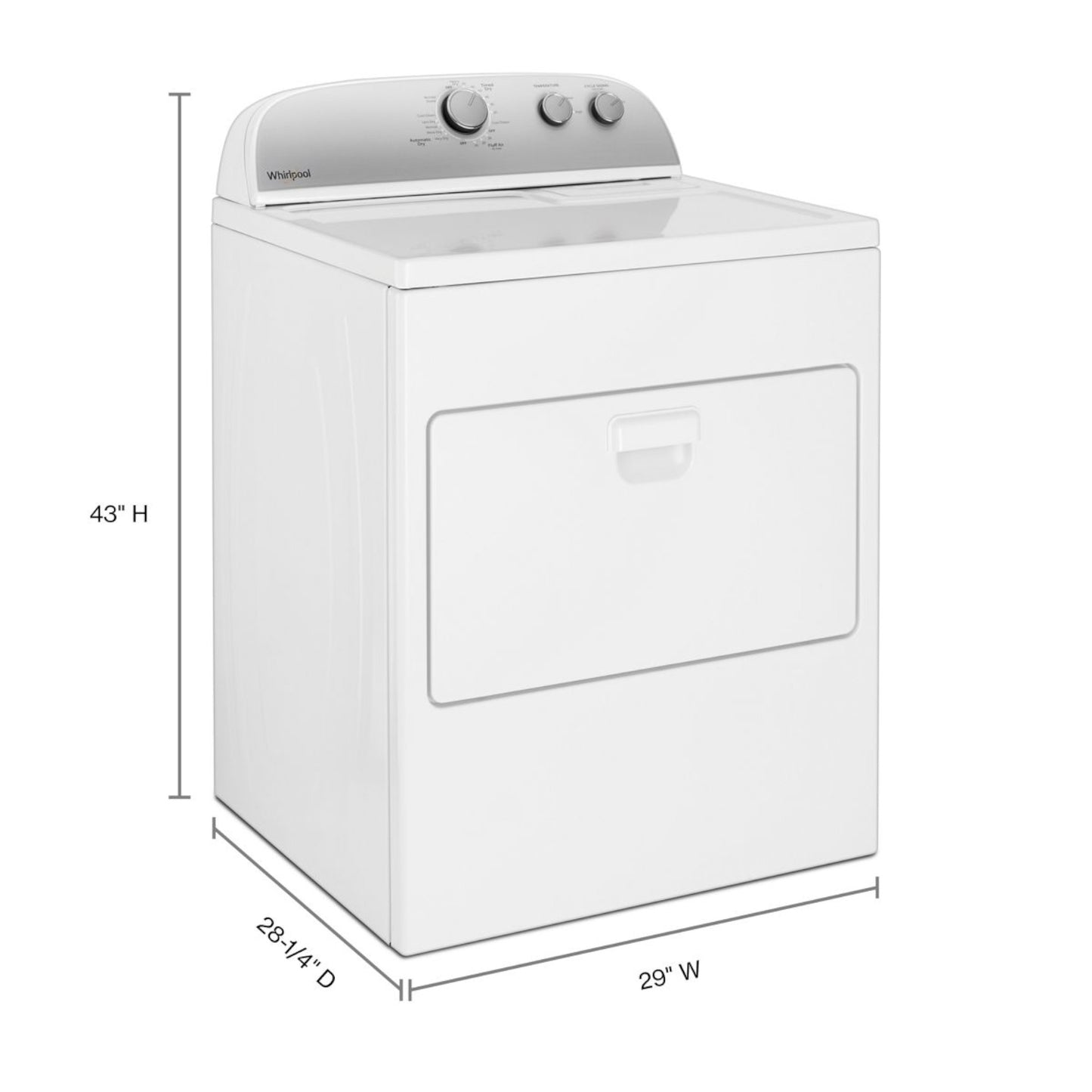 Whirlpool 7.0 cu ft Electric Dryer with AutoDry™ Sensor Drying & Wrinkle Shield™ Option – White